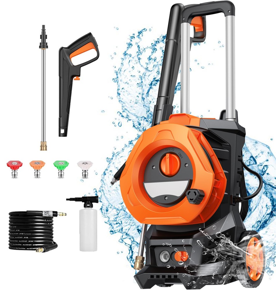 4500 PSI Electric Pressure Washer with 2.8 GPM and 4 Nozzles for Cars Fences Decks