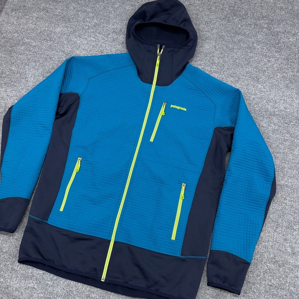 Patagonia Mens Large Underwater Blue Stretch Full Zip Hoody with Dual Aspect Design