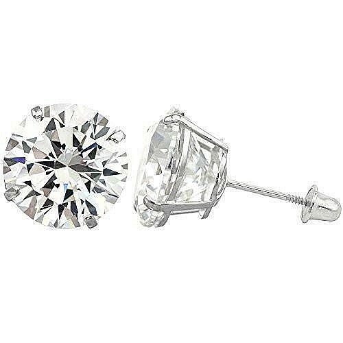 2 ct Round White Sapphire Stud Earrings in 14k White Gold with Secure Screw Backs  