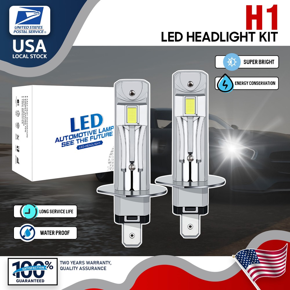 2X H1 LED Headlight Bulbs Conversion Kit 10000L 6000K High Low Beam Super White