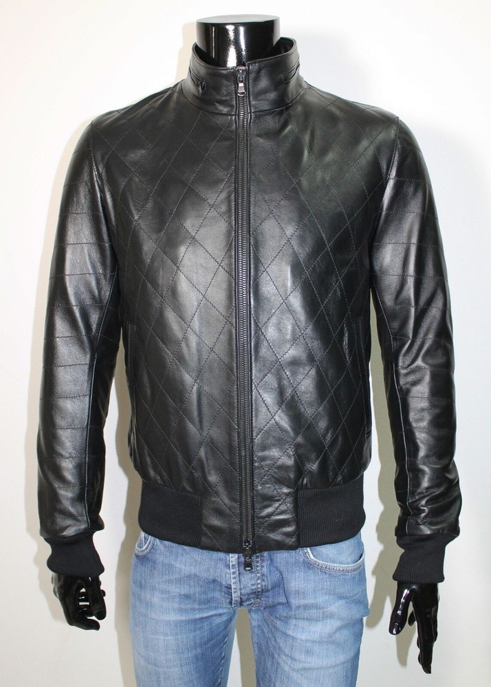 Men's Black Lambskin Leather Motorcycle Jacket Handmade Casual Coat