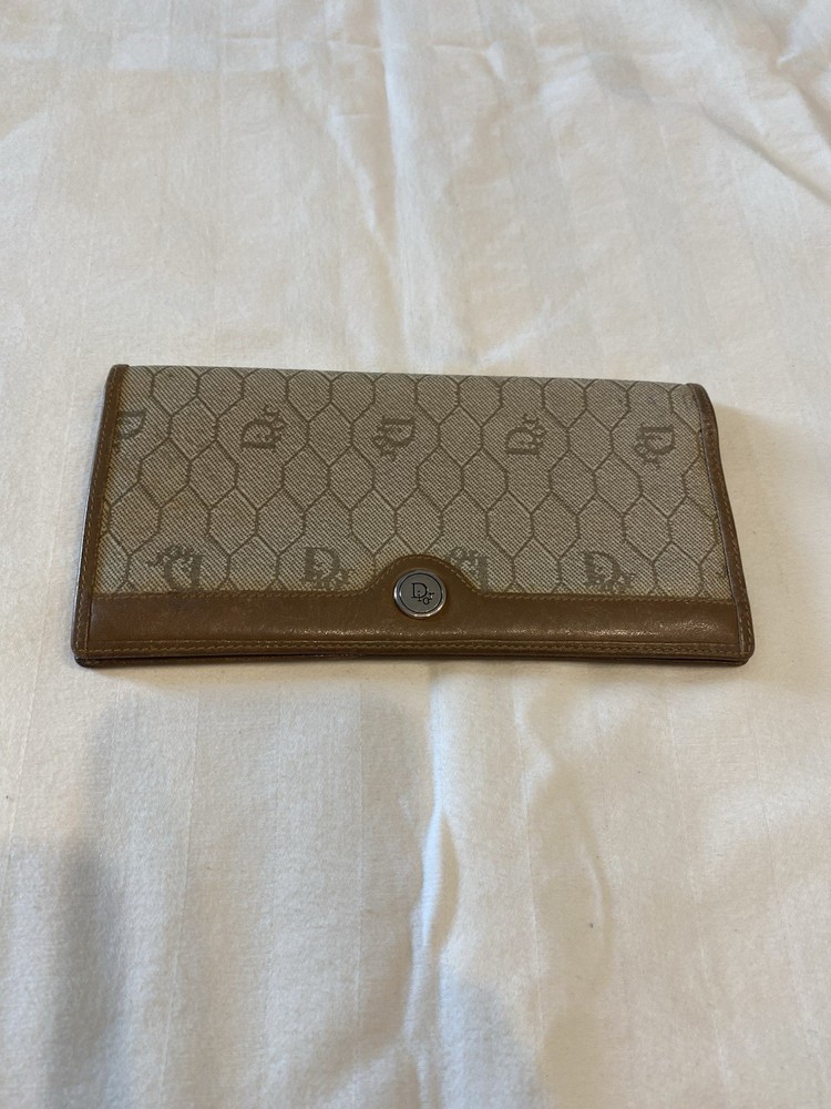 Vintage Christian Dior Honeycomb PVC Leather Bifold Long Wallet  