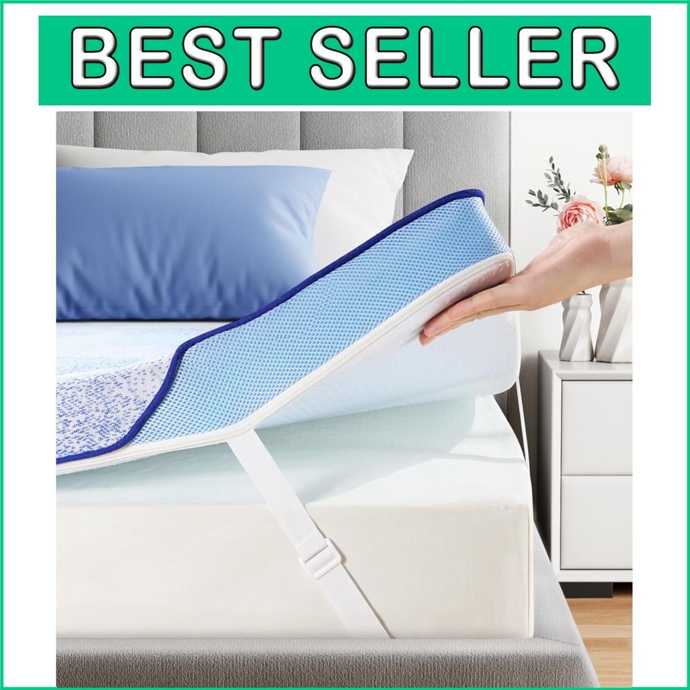 Queen Size Dual-Layer Cooling Foam Mattress Topper for Back Pain Relief