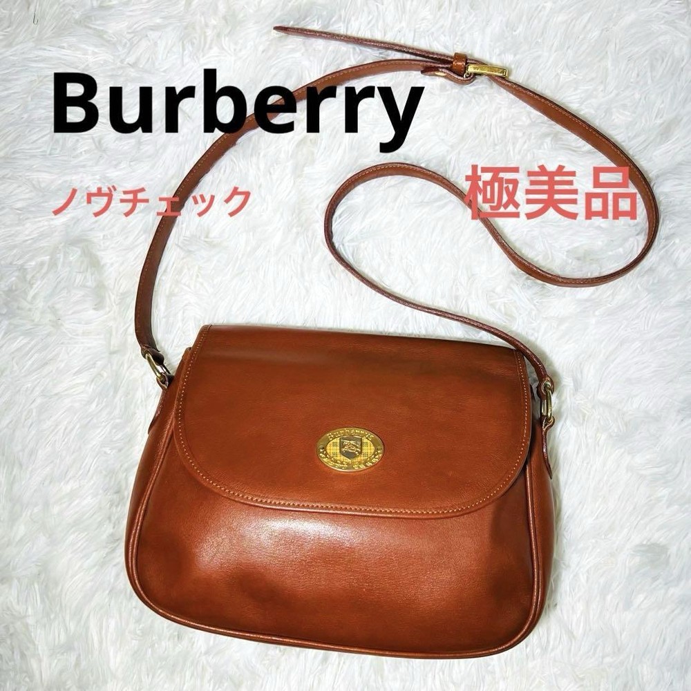 Burberry Shoulder Bag Nova Check Leather Brown Authentic F09251465