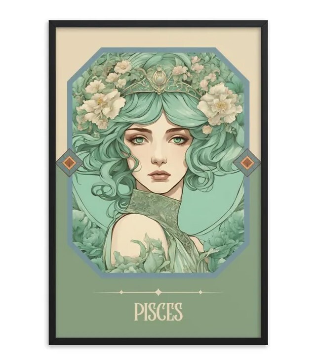 Pisces Star Sign Art Print – Art Nouveau Inspired Tarot Woman