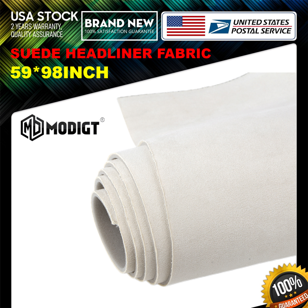 118mil Beige Suede Headliner Fabric 60x98''Foam Backed for Car Inner Roof Repair