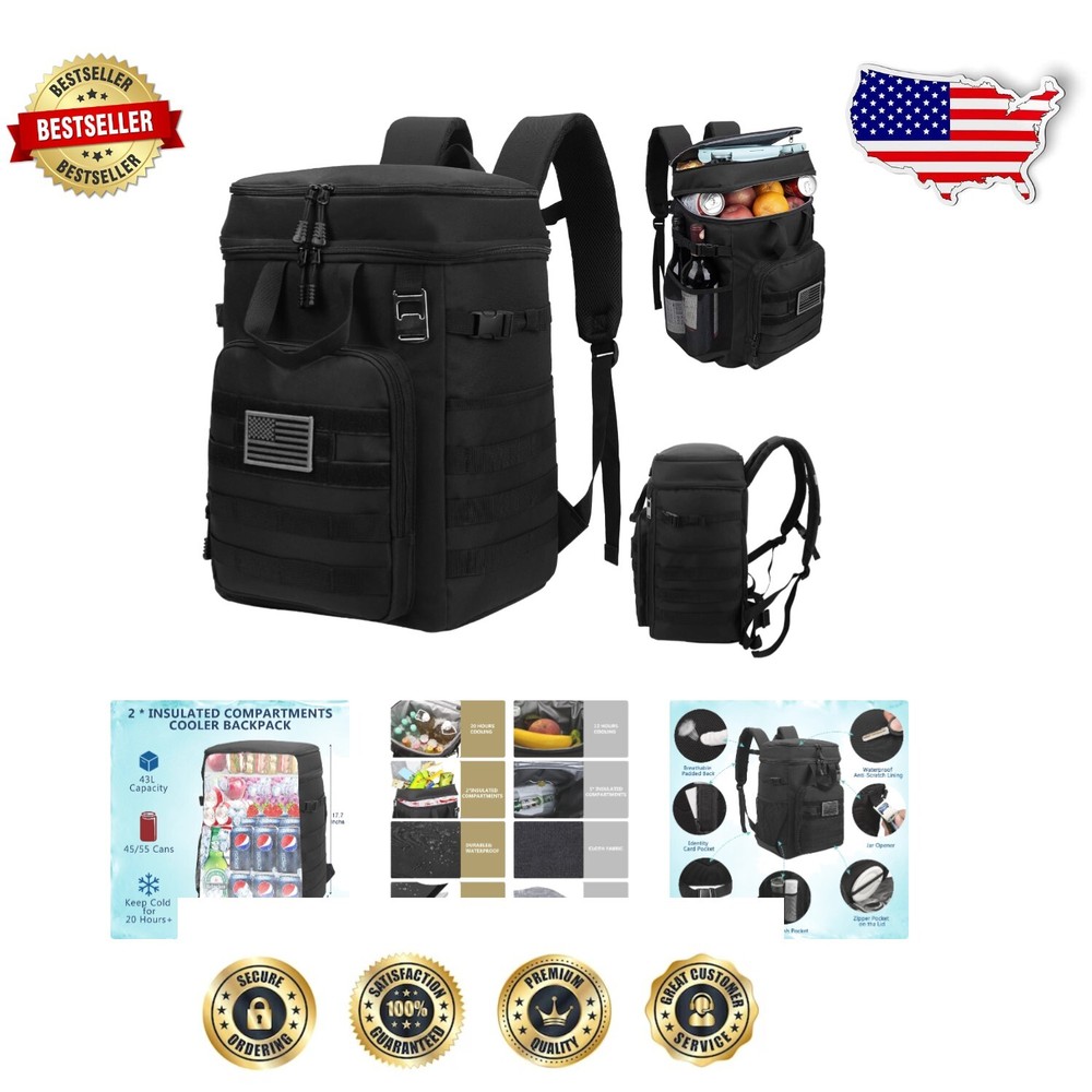43L Insulated Tactical Backpack Cooler - Leak-Proof for Outdoor Adventures