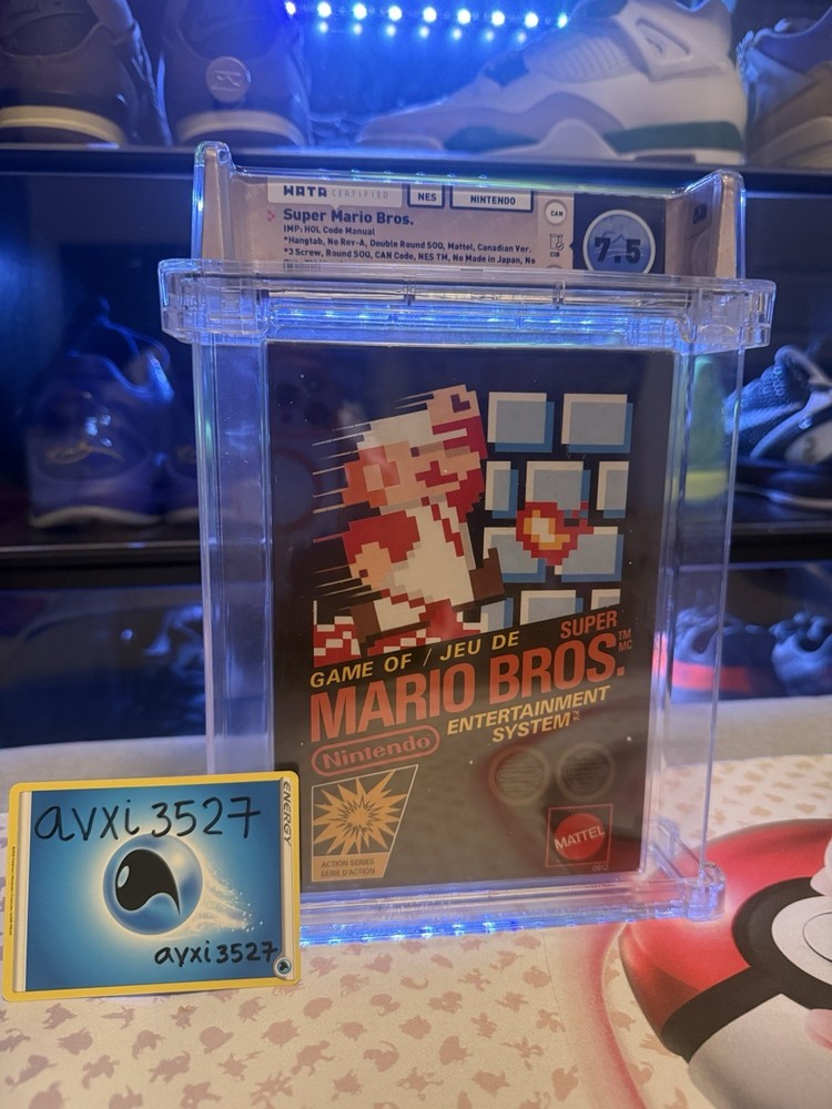 Super Mario Bros Nintendo NES ROUND SOQ Canadian Version Hangtab WATA certified