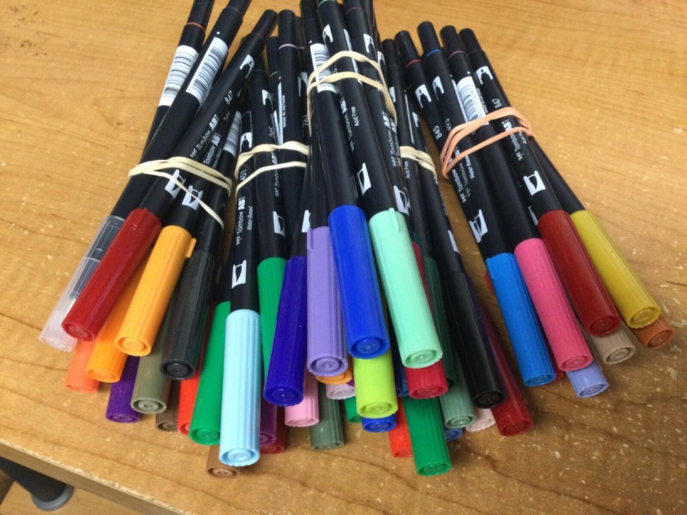 Dual Brush Pen Art Markers, Lettering Favorites, lot of 50, Tombow, plus 18 othe