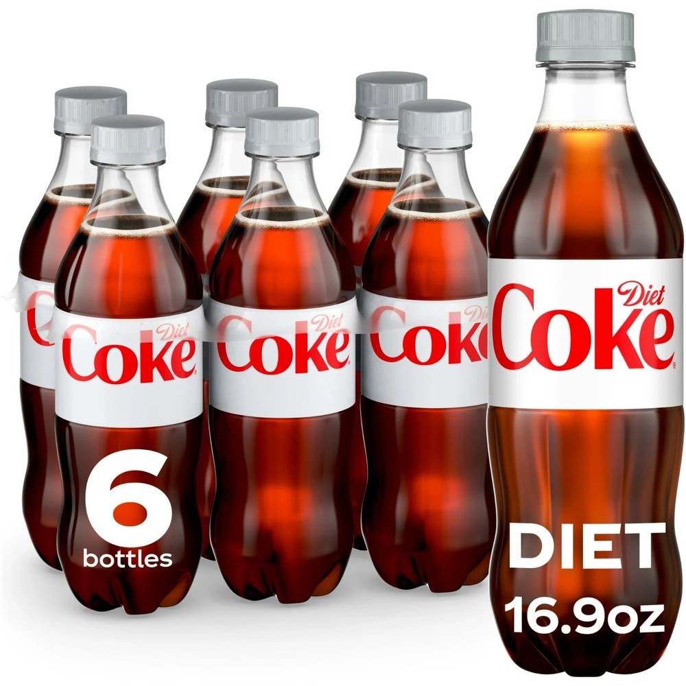 Diet Coke Soda Pop Bottles, 16.9 fl oz, 6 pack