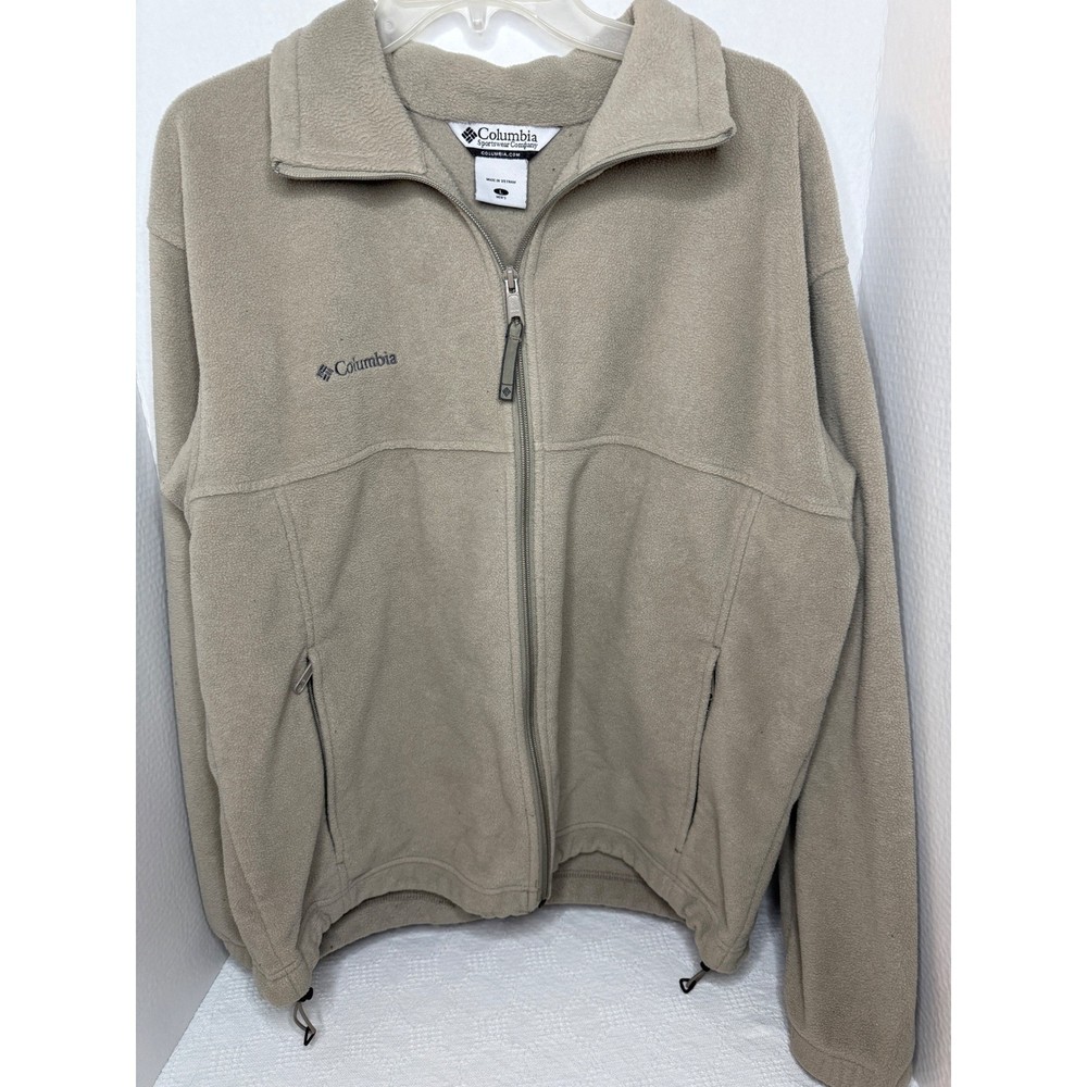 Columbia Men's Full-Zip Fleece Jacket in Tan - Warm, Comfy Outdoor Wear - Size Large
