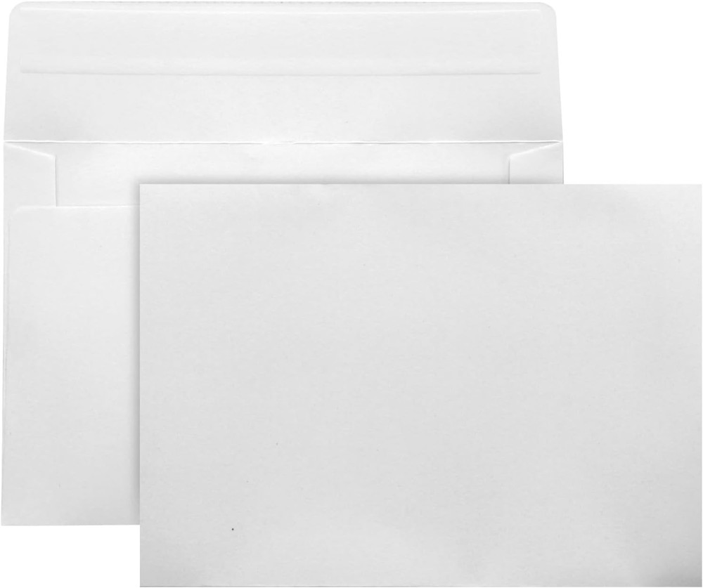 50 Pack White A7 & 5x7 Self-Sealing Envelopes for Invitations, Photos, Cards