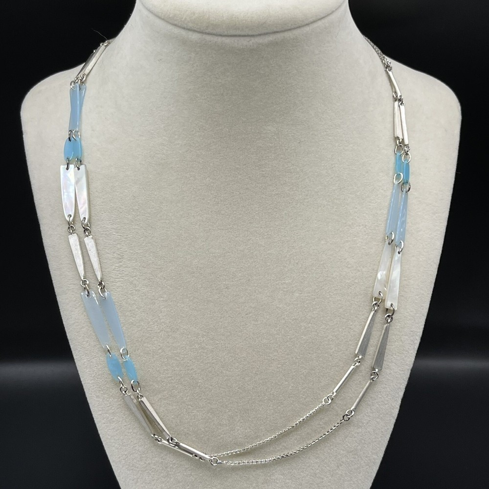 Kendra Scott Aylin Long Necklace Light Blue Shell, Acrylic & Metal- 40”