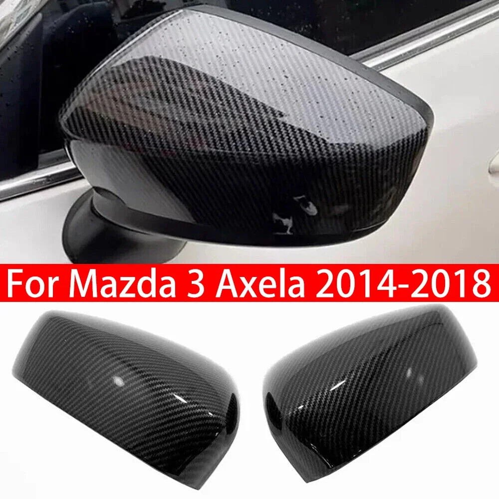 For Mazda 3 Axela 2014-2018 2x Rearview Side Mirror Cover Wing Cap Trim Add on