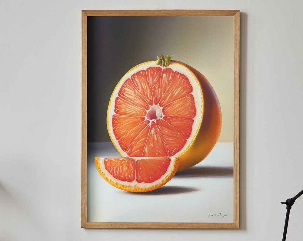 Grapefruit Oil Painting Artwork Print At Home Wall Art Wall Art Print Instant