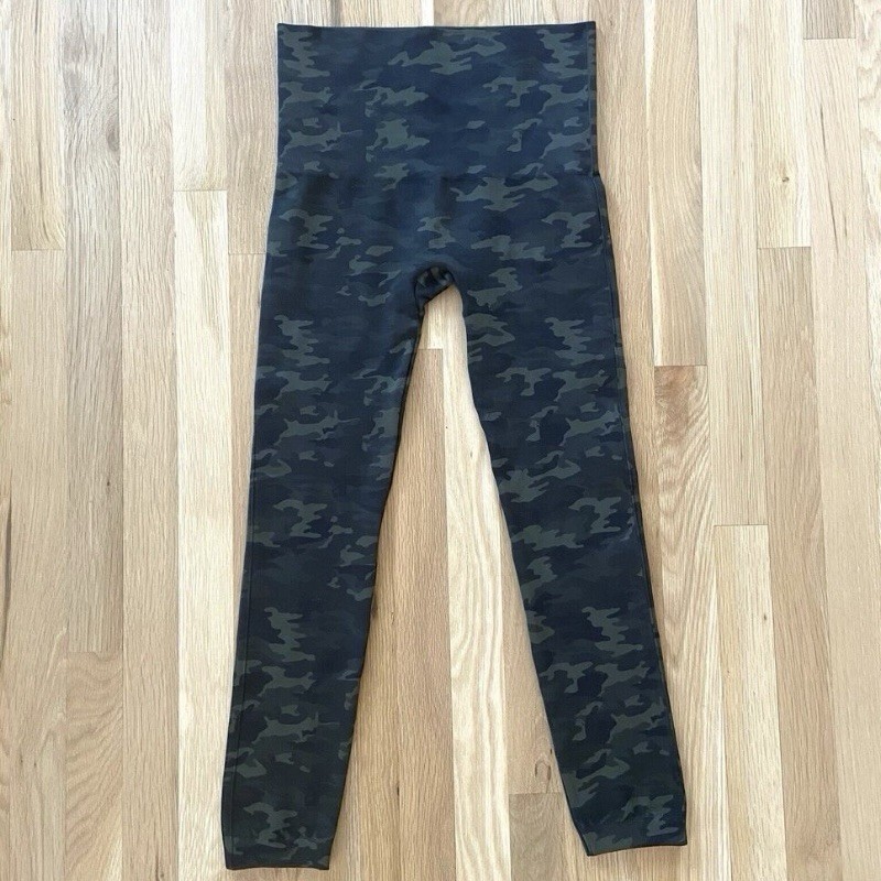 Spanx Womens 1X Seamless Green Camo Leggings Punkcore Style