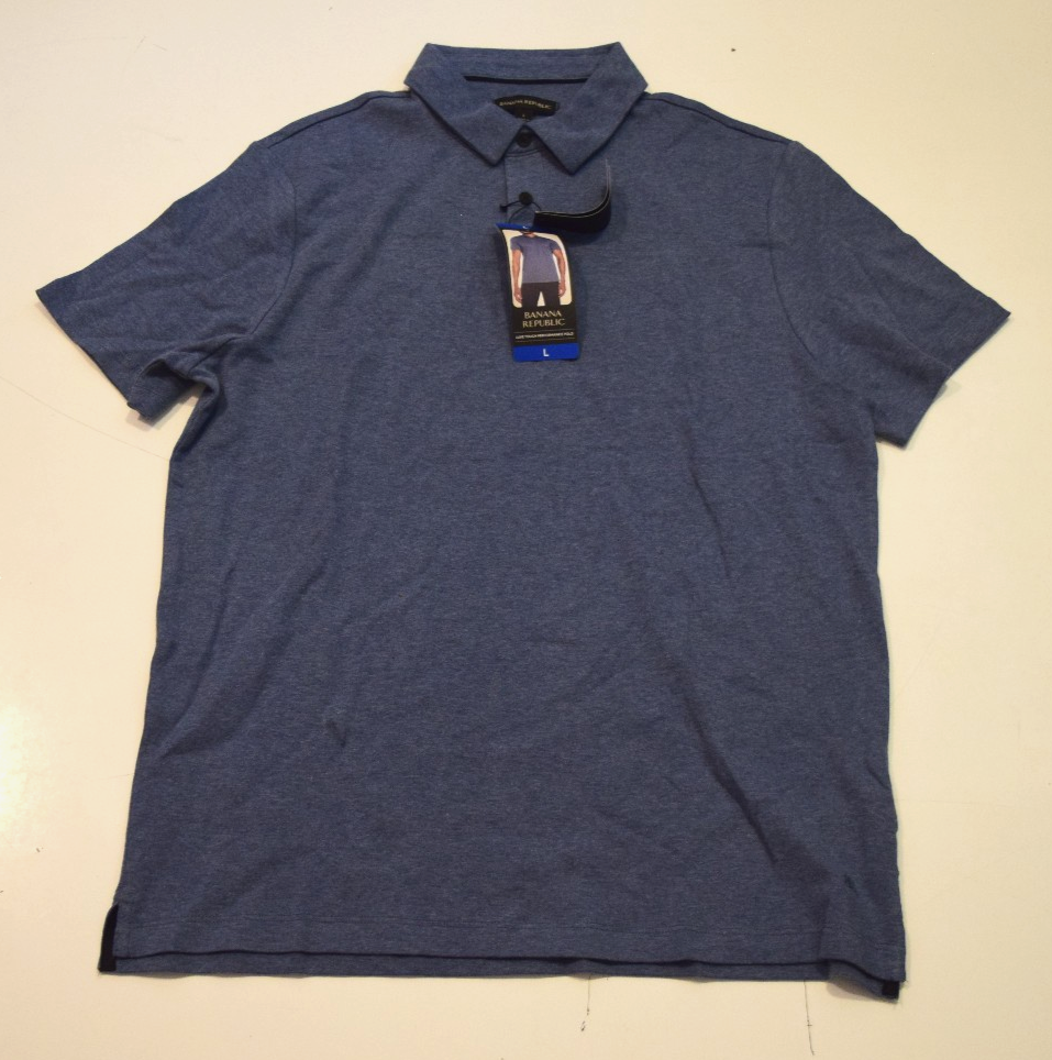 BANANA REPUBLIC S/S Blue Luxe Touch Performance Polo Shirt Size Large NWT Mens