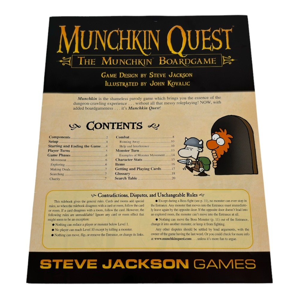 Replacement Instruction Manual Rule Book Munchkin Quest Board Game Steve Jackson