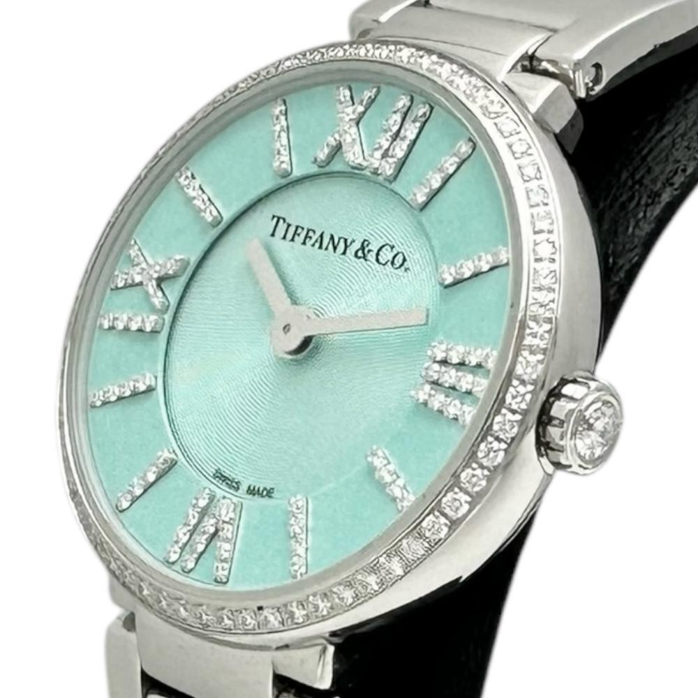 TIFFANY Co. 2 Hand 63320811 Watch Stainless Steel Diamond Quartz Blue Dial Sil