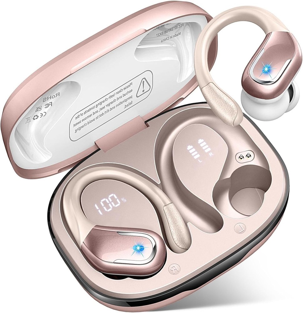 Stylish Rose Gold Bluetooth 5.4 Earbuds with 75Hrs Battery & Noise Isolation