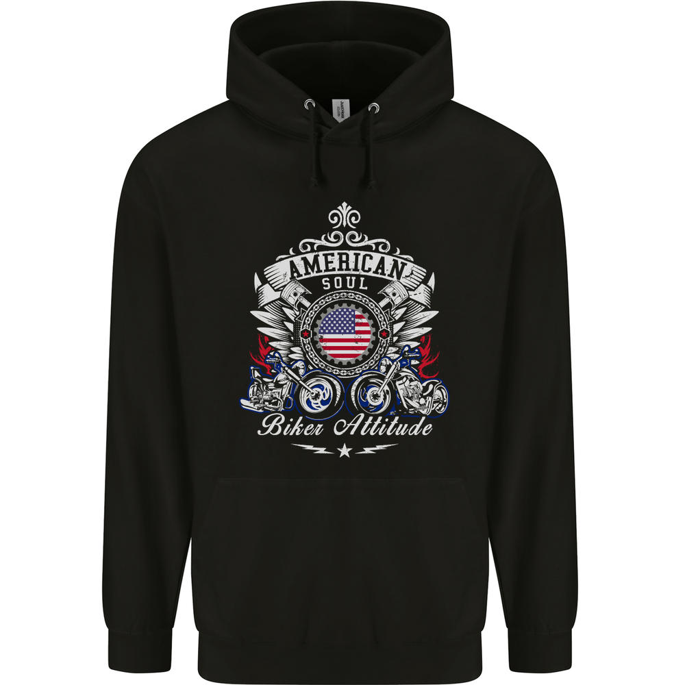 American Biker Attitude Motorcycle America Mens 80% Cotton Hoodie