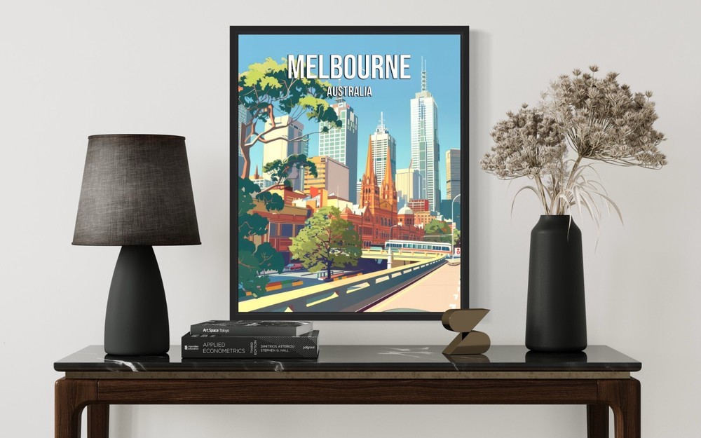 Melbourne Australia Poster Art Print Wall Art Painting Artwork Decor Vintage