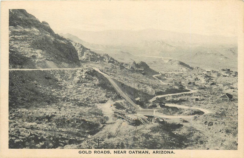 1920s Oatman Arizona Gold Roads Birdseye View Albertype Postcard 25-11295