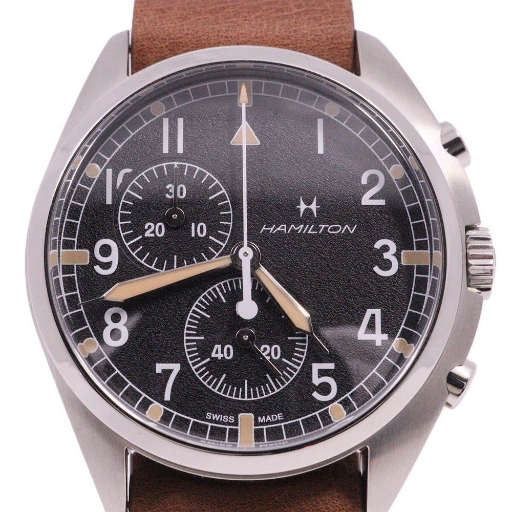 Hamilton Khaki Aviation Pilot Pioneer Chrono Quartz Men s Watch Black Dial Le