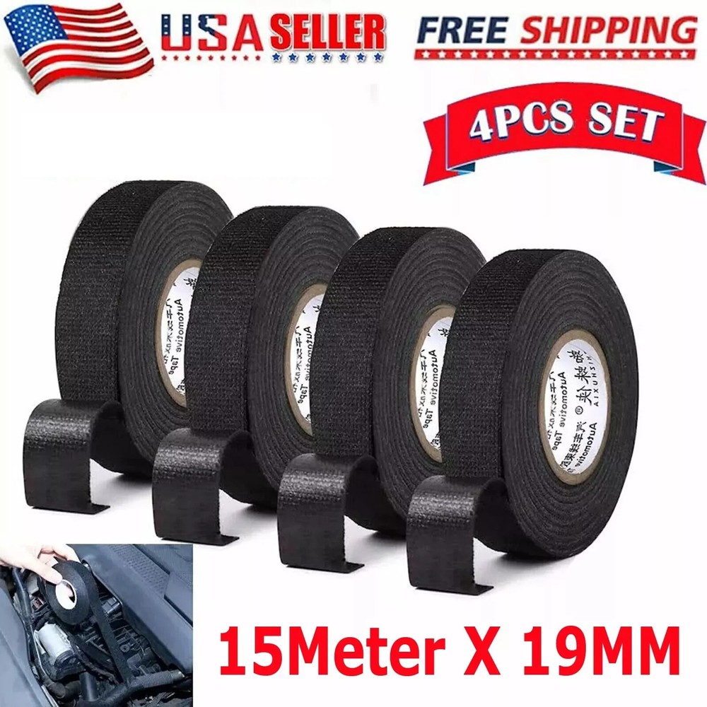 4 Rolls Cloth Tape Wire Electrical Wiring Harness car auto suv truck 19mm*15m