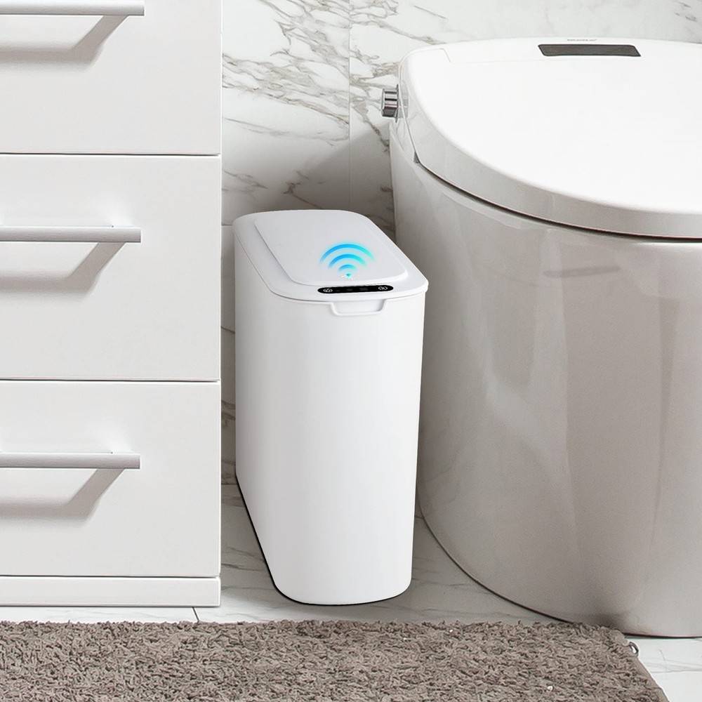 Automatic Motion Sensor Bathroom Trash Can With Lid 2.6 Gallon Touchless Trash B