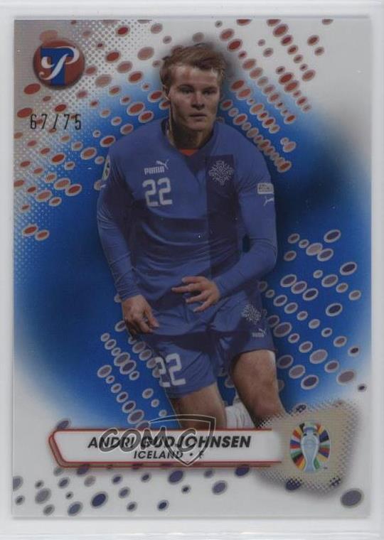 2023 Topps Pristine Road to UEFA Euro 2024 Blue Refractor /75 Andri Gudjohnsen