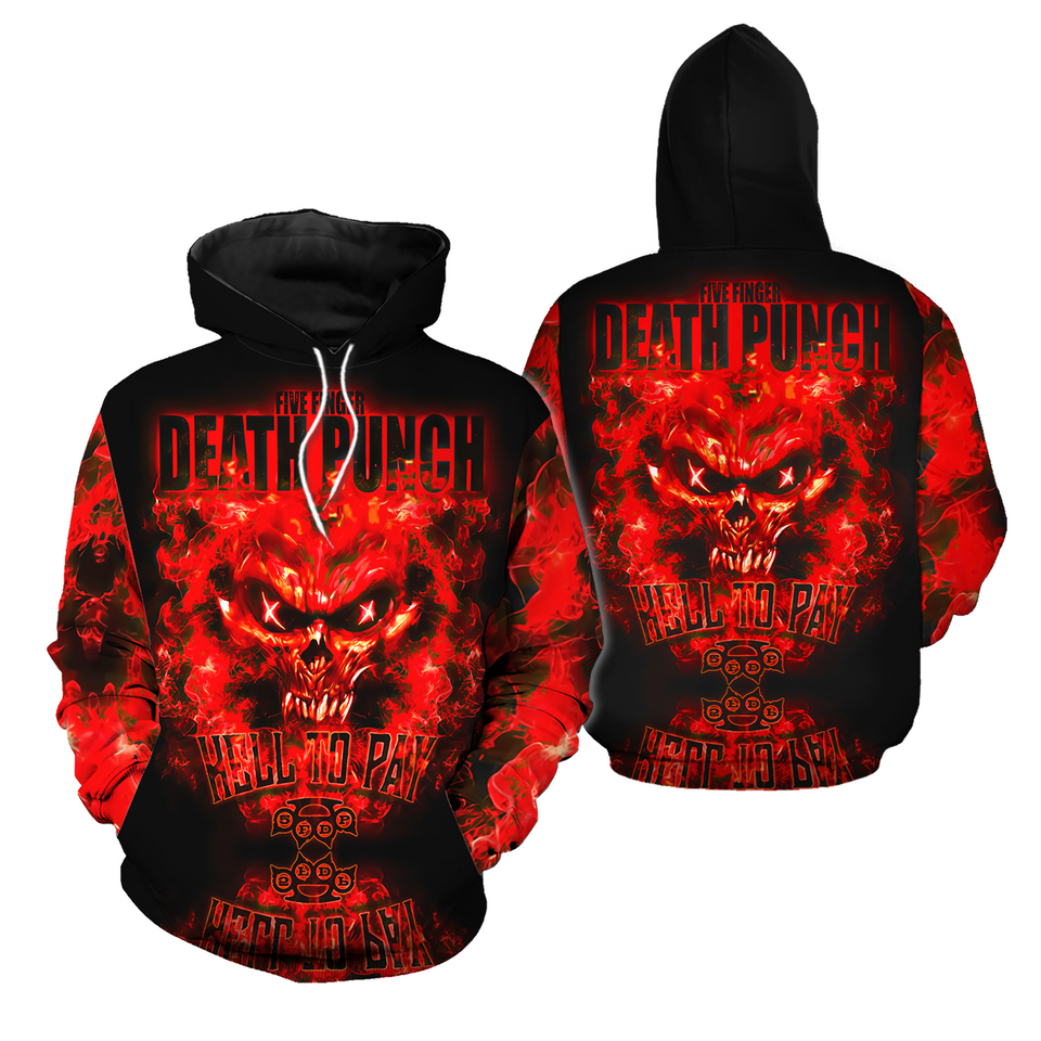 Five Finger Death Punch Fire Skull 3D Hoodie Heavy Metal Band Merch