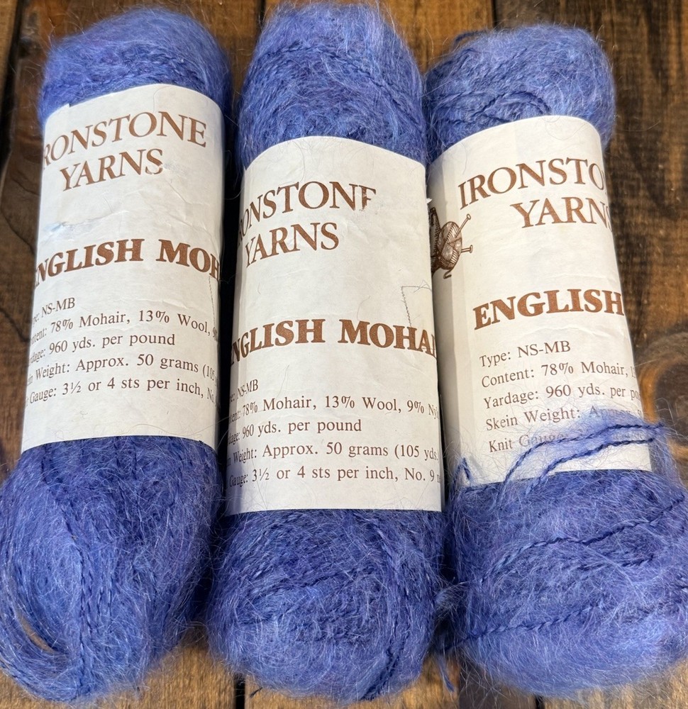 Vintage Ironstone Yarns English Mohair NS-MB 3 Skeins Dye Lot 3339 Color 341