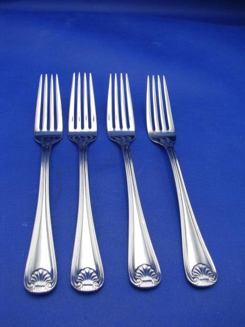 4 Gorham 18/8 Stainless Flatware GORHAM SHELL Dinner Forks 8