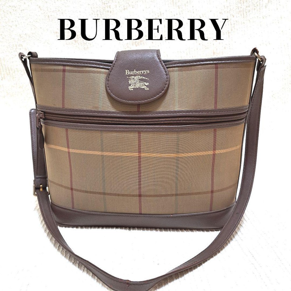 Burberry Shoulder Bag Nova Check Canvas Brown Authentic F09181076