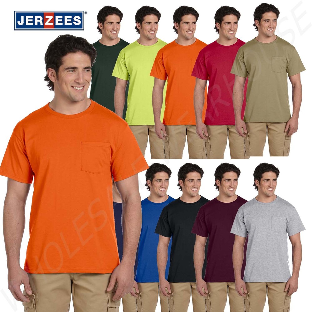 JERZEES Mens Heavyweight Blend 50/50 Dri-Power T Shirt with Pocket Tee R-29P