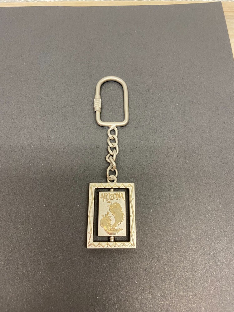 Vintage Arizona Chili Peppers Metal Spinning Keychain Travel Souvenir NOS