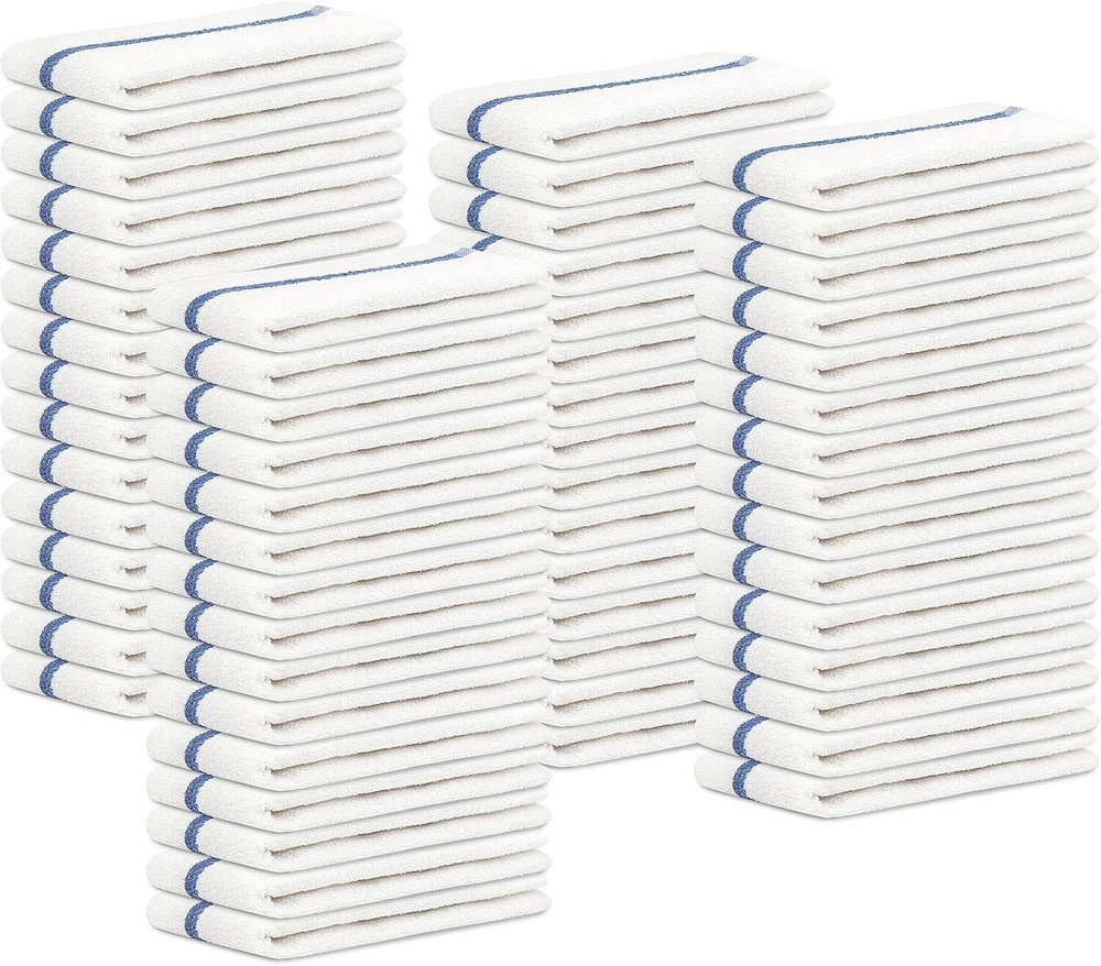 16x19 Pack of 60 Blue Stripe Bar Mop Cloths - Perfect for Home & Restaurants