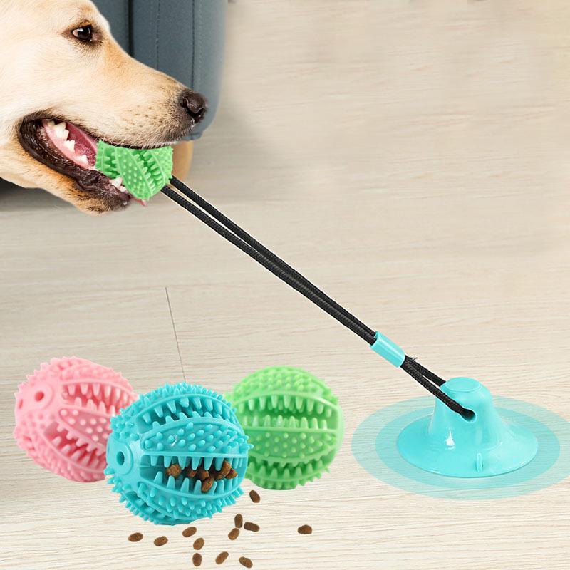 Interactive Dog Toy - Suction Cup, Sound, Treat Dispenser, Rubber Ball