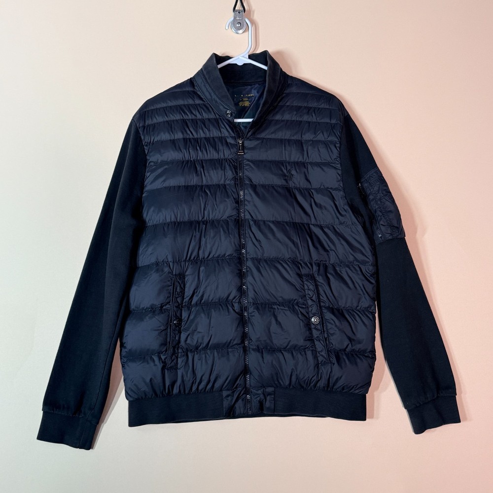 Polo Ralph Lauren Goose Down Hybrid Puffer Jacket Black Men's Size Medium M