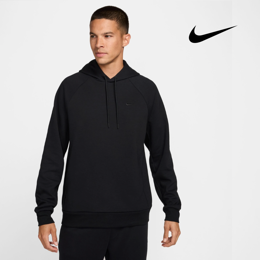 Nike Dri-FIT UV Mens Fleece Pullover Performance Training Hoodie Black size L XL