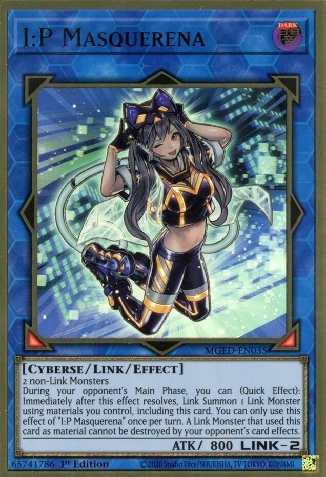I:P Masquerena - MGED-EN035 - Premium Gold Rare - 1st Edition x1 - Lightly Playe