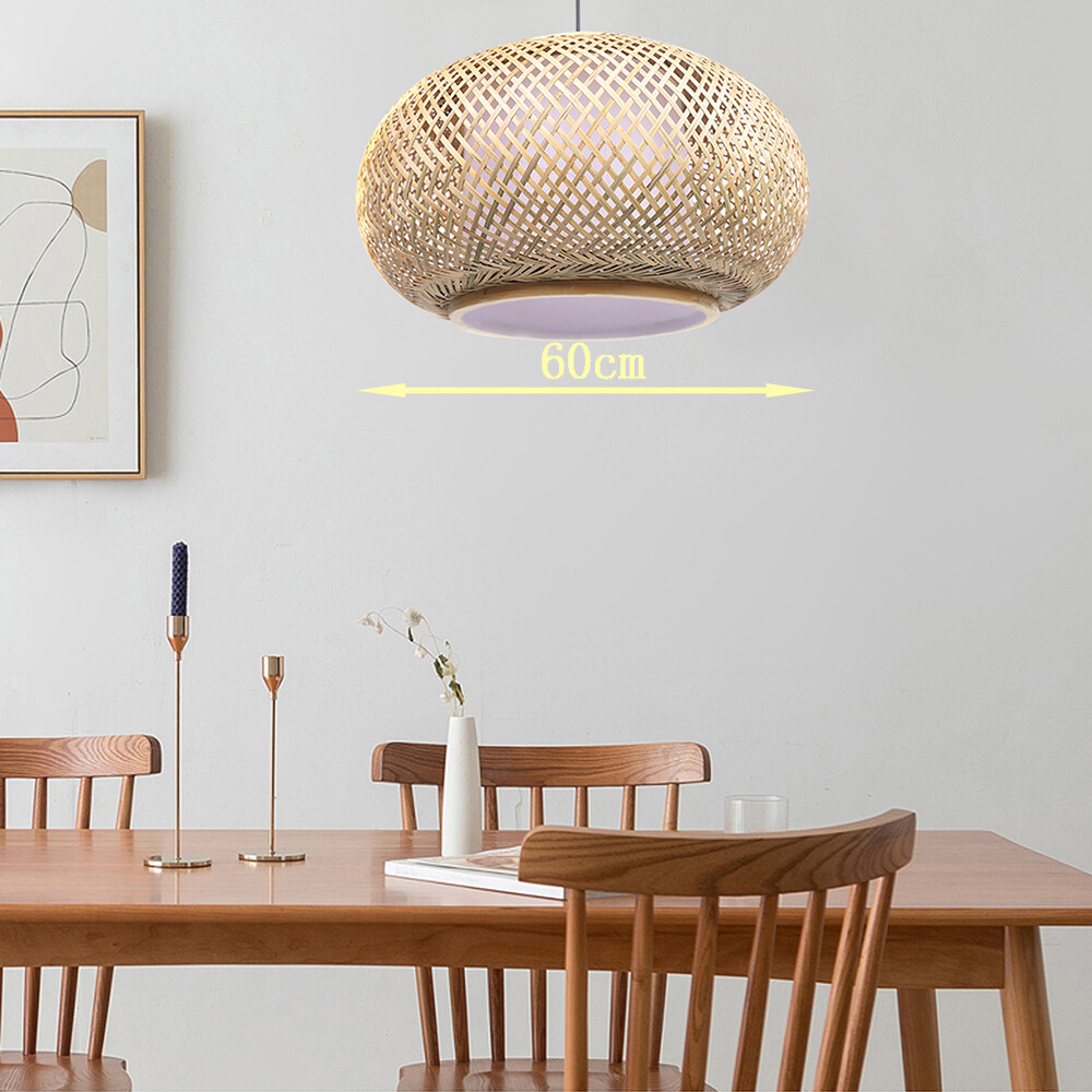 Vintage Bamboo Wicker Rattan Pendant Light Hang Ceiling Lamp Fixture Chandelier