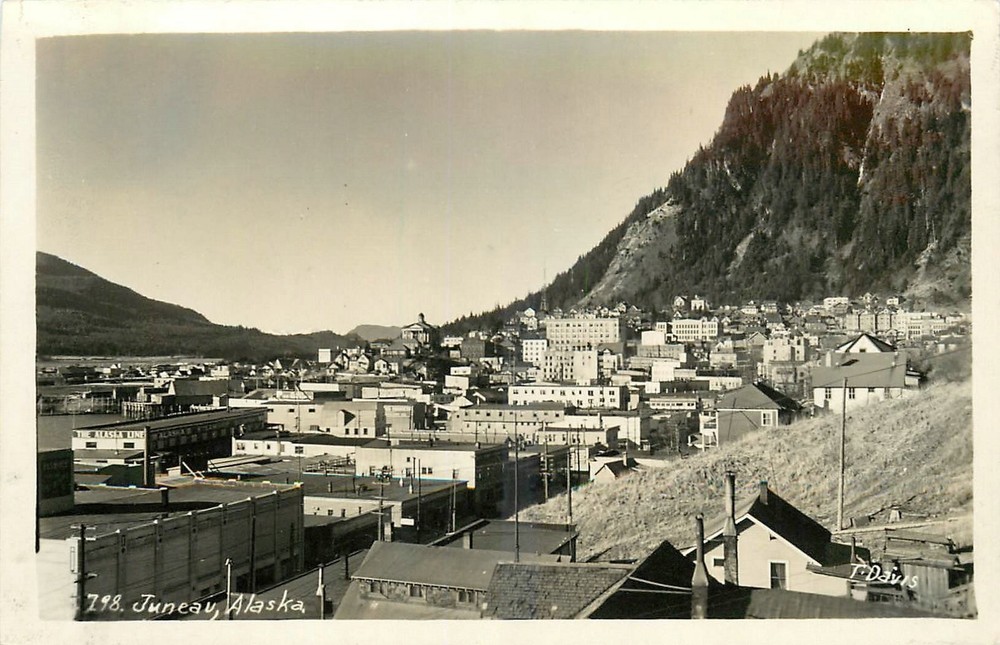 1940s Juneau Alaska Birdseye View Davis RPPC Postcard 25-10358