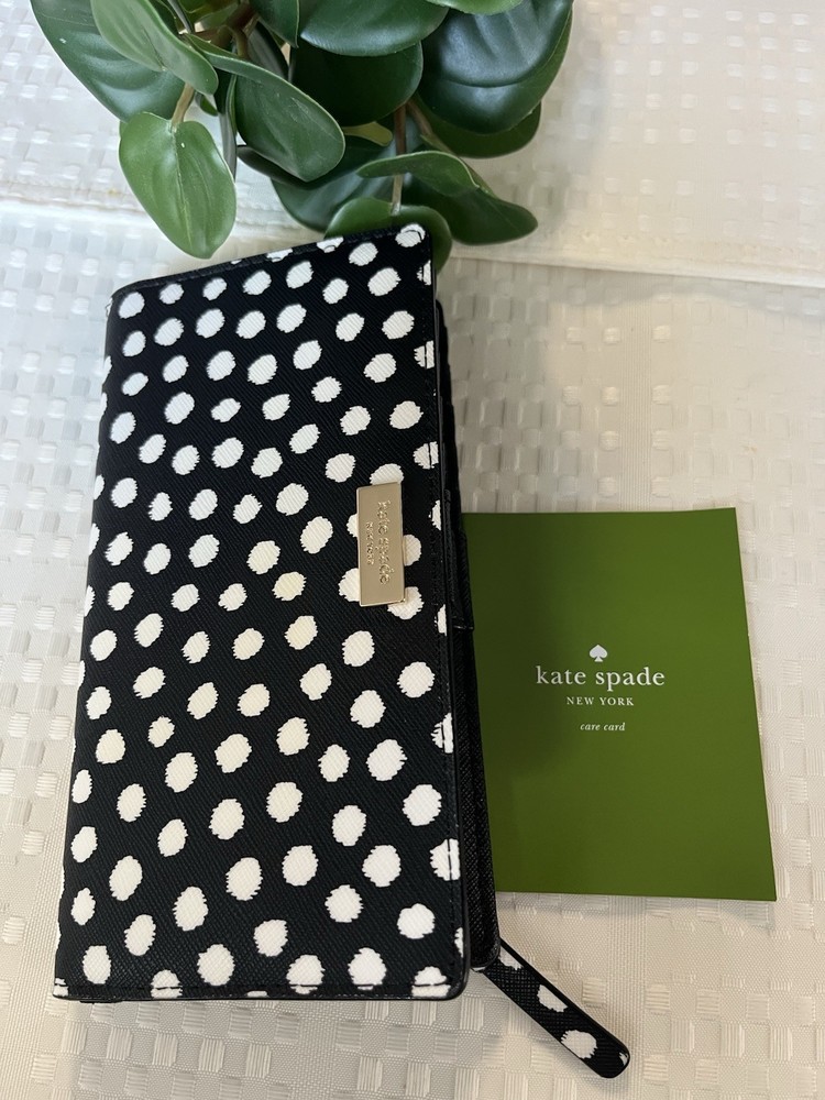 Kate Spade Black Leather Wallet with Gold Accents