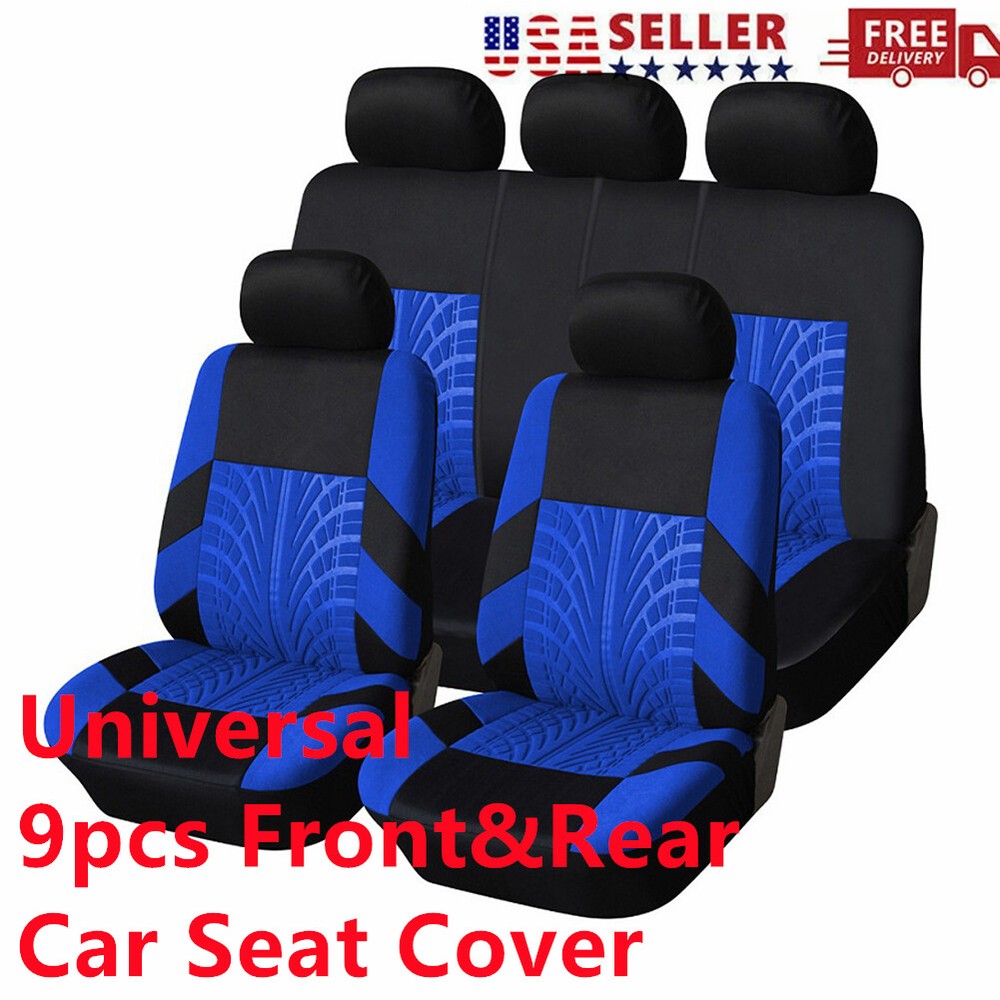 9pcs Universal Car Seat Covers Full Set for Auto Truck SUV Van Front Rear Protection