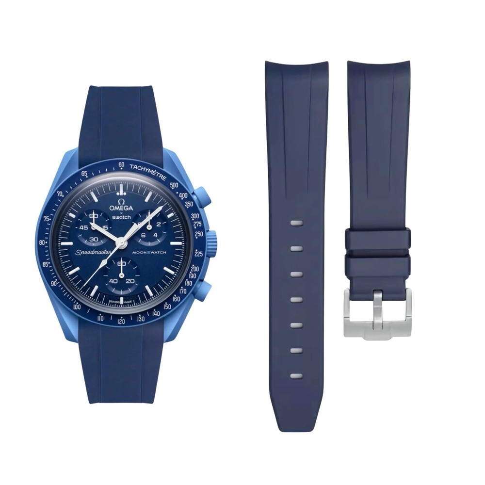 Moonswatch Mission to Neptune Rubber Strap Omega x Swatch Speedmaster Navy Edition