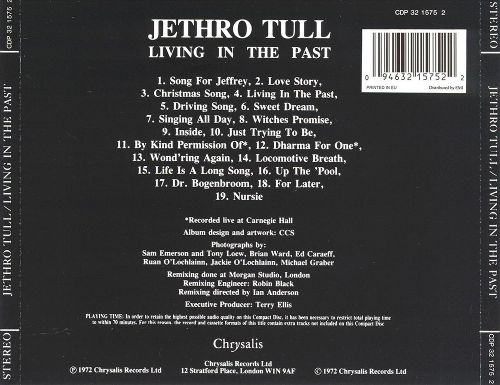 JETHRO TULL LIVING IN THE PAST [UK] NEW CD