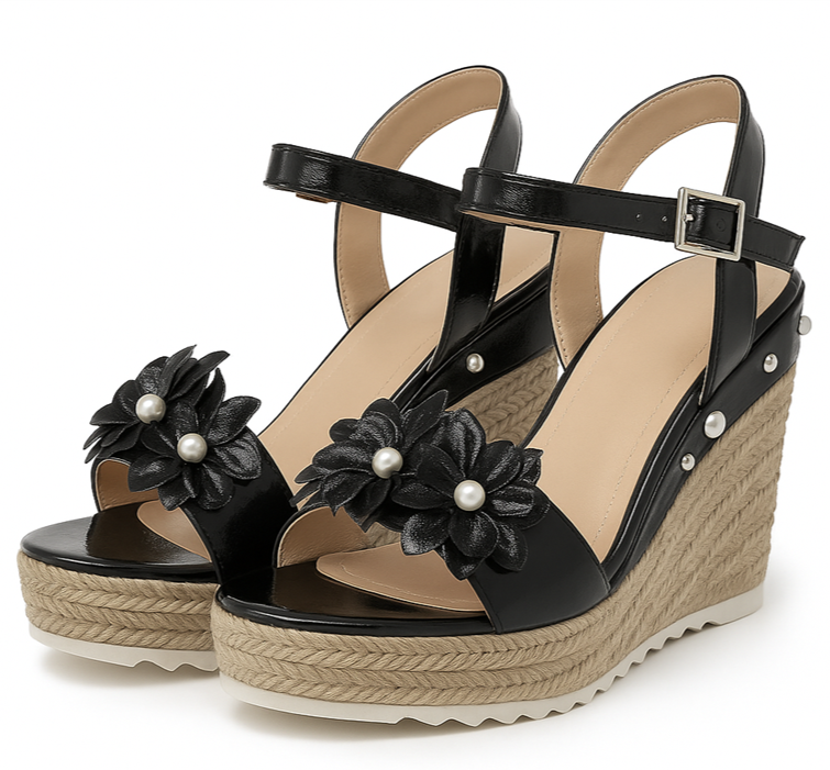 Womens Espadrilles Wedge Sandals Summer Ladies Heeled Open Toe Shoes UK Size