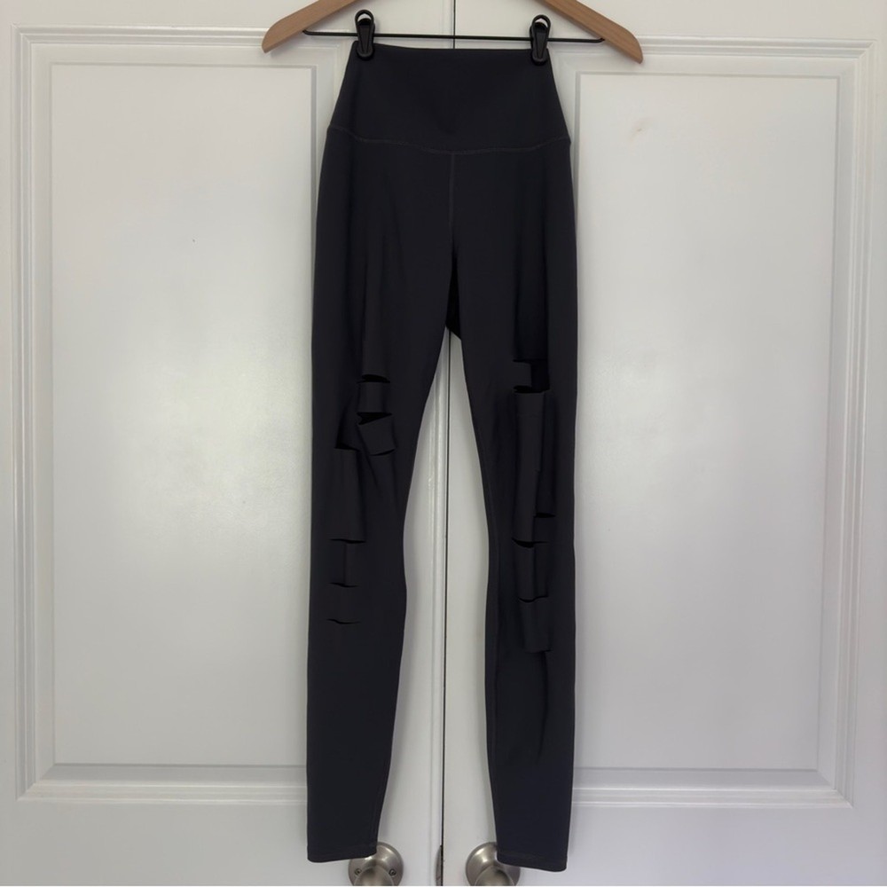 Alo High Rise Slit Front Athletic Leggings Stretch Activewear Athleisure XS